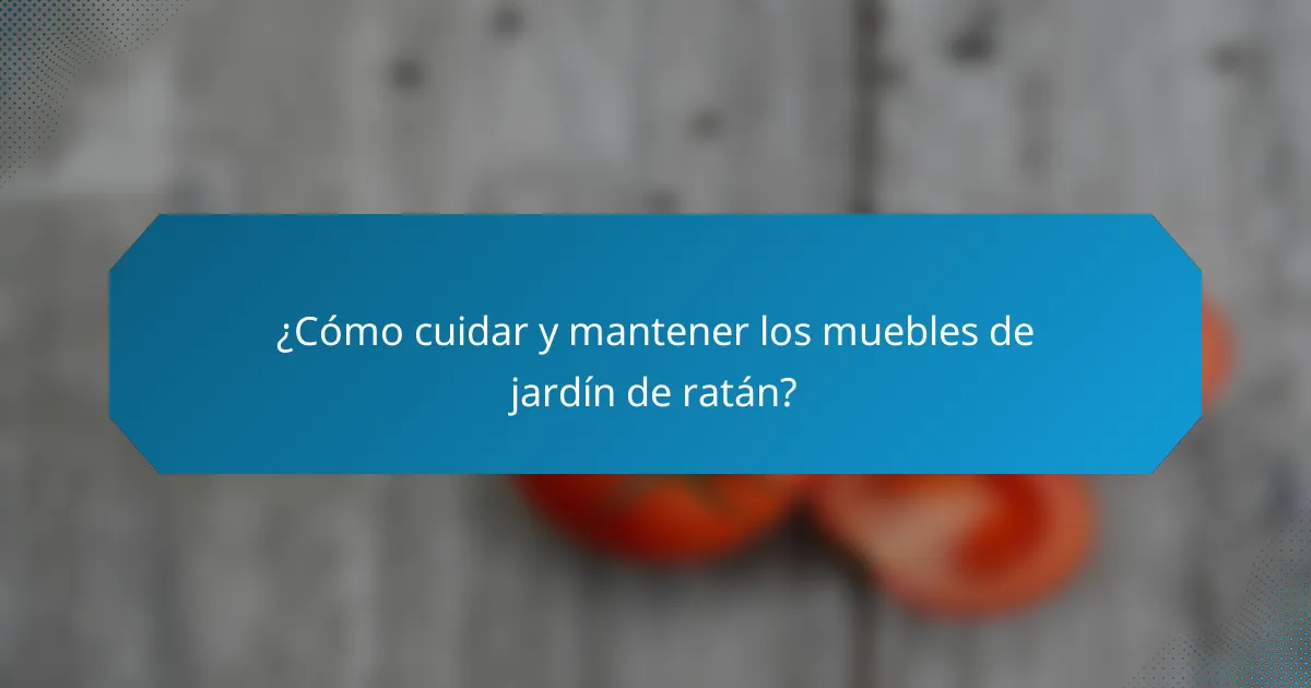 ¿Cómo cuidar y mantener los muebles de jardín de ratán?
