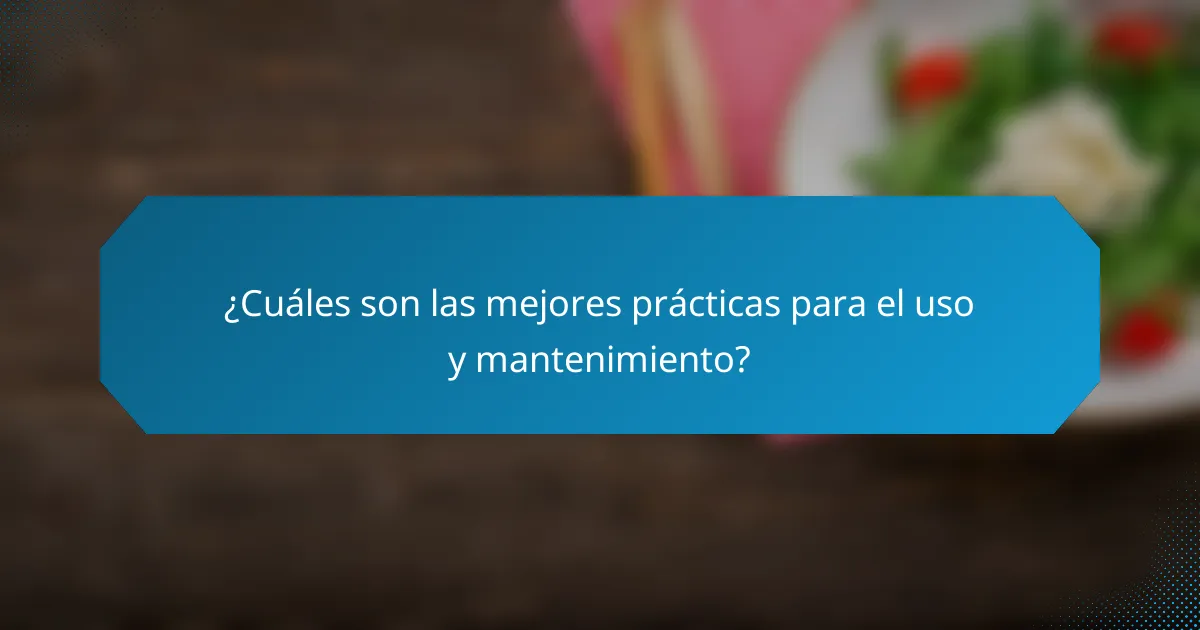 ¿Cuáles son las mejores prácticas para el uso y mantenimiento?