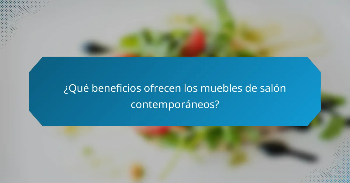 ¿Qué beneficios ofrecen los muebles de salón contemporáneos?