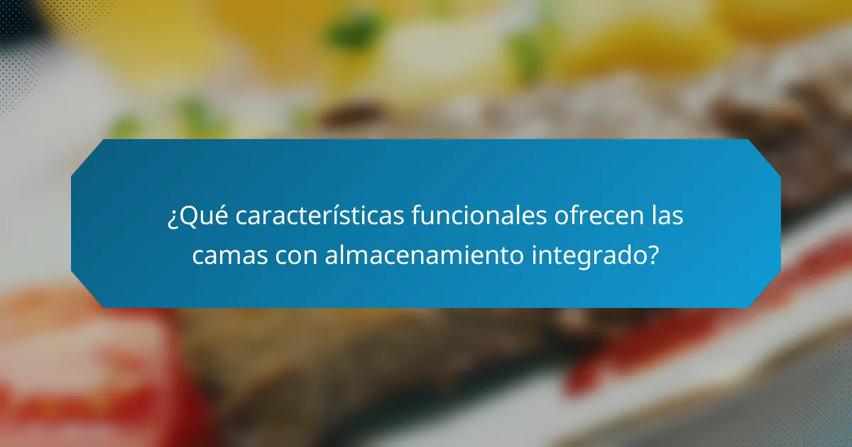 ¿Qué características funcionales ofrecen las camas con almacenamiento integrado?