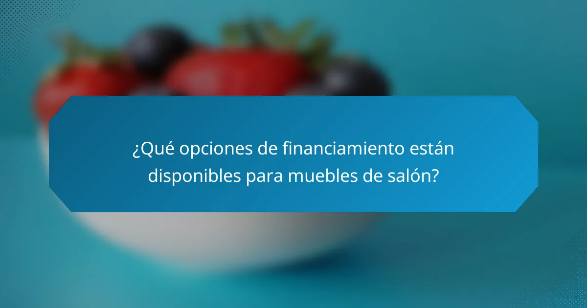 ¿Qué opciones de financiamiento están disponibles para muebles de salón?